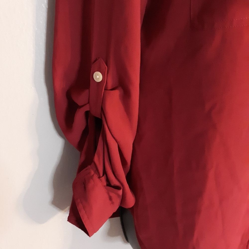 Loft red lightweight button down blouse - Picture 4 of 4